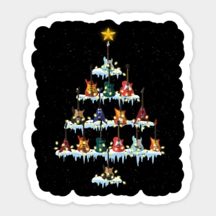 Cool Guitar Christmas Tree Music Lover Holiday Gift Sticker